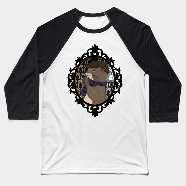 Sherlock Otter Baseball T-Shirt by Zefkiel